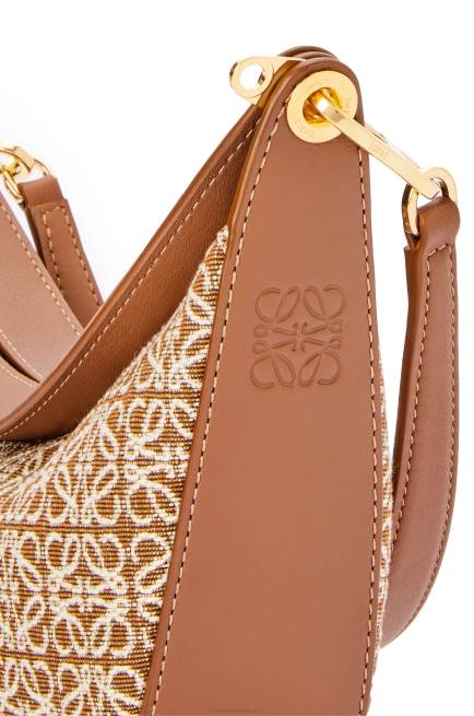 Tan/Pecan Small Luna bag in Anagram jacquard and classic calfskin Loewe 84PR492 Women