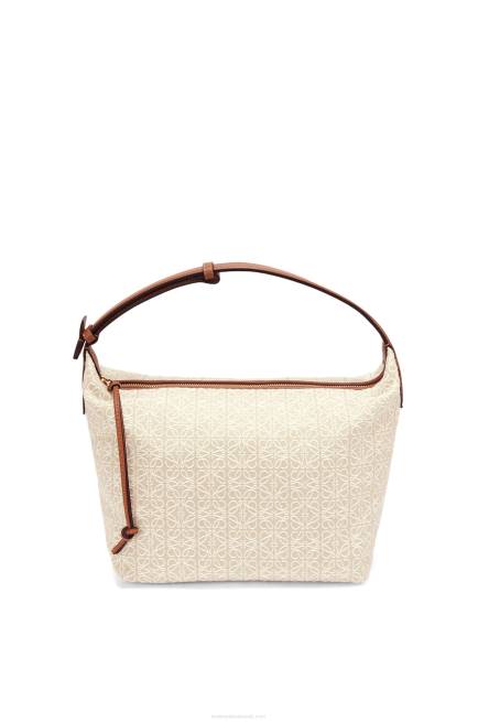 Ecru/Tan Cubi bag in Anagram jacquard and calfskin Loewe 84PR464 Women