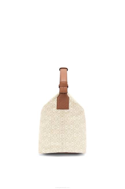Ecru/Tan Cubi bag in Anagram jacquard and calfskin Loewe 84PR464 Women