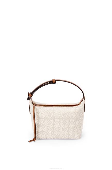 Ecru/Tan Small Cubi bag in Anagram jacquard and calfskin Loewe 84PR463 Women