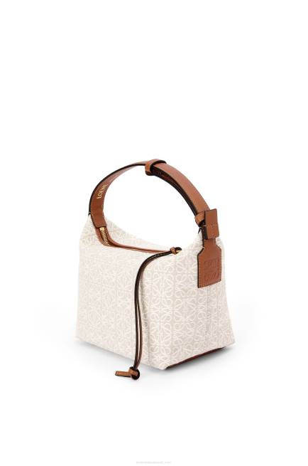 Ecru/Tan Small Cubi bag in Anagram jacquard and calfskin Loewe 84PR463 Women