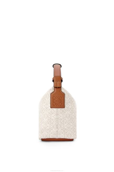 Ecru/Tan Small Cubi bag in Anagram jacquard and calfskin Loewe 84PR463 Women