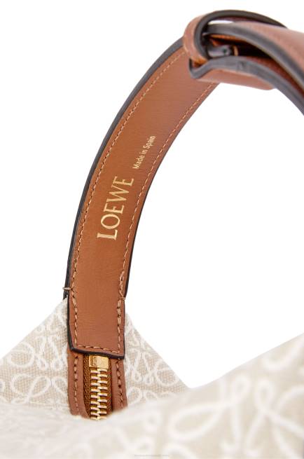 Ecru/Tan Small Cubi bag in Anagram jacquard and calfskin Loewe 84PR463 Women