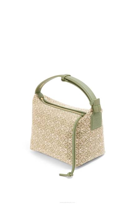 Green/Avocado Green Small Cubi bag in Anagram jacquard and calfskin Loewe 84PR485 Women