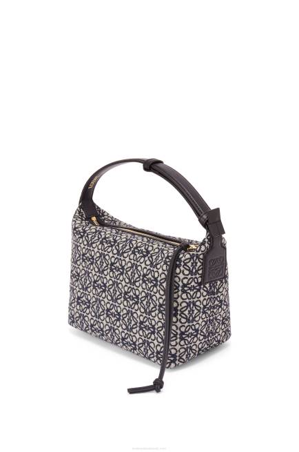 Navy/Black Small Cubi bag in Anagram jacquard and calfskin Loewe 84PR518 Women