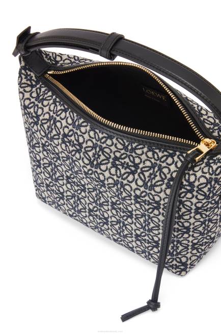 Navy/Black Small Cubi bag in Anagram jacquard and calfskin Loewe 84PR518 Women
