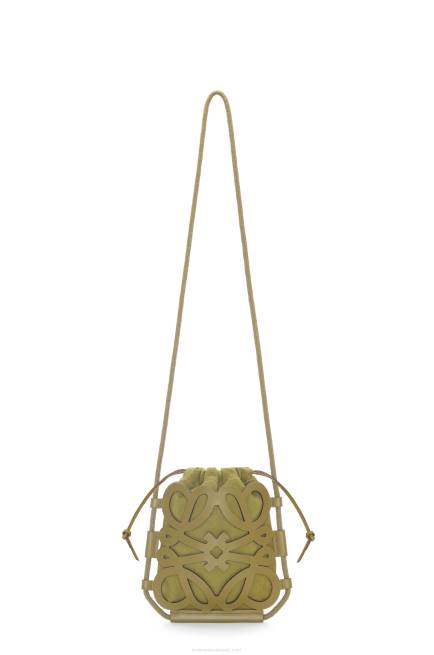 Olive Anagram cut-out crossbody in classic calfskin and canvas Loewe 84PR226 Women