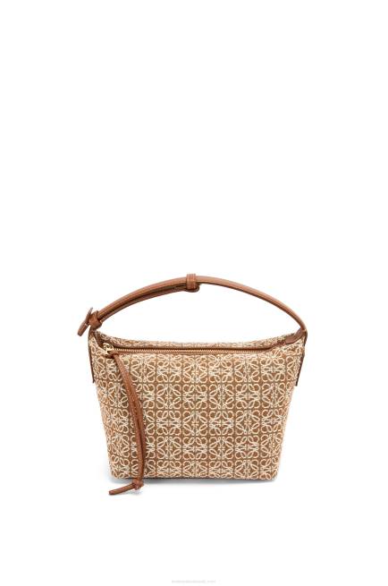 Tan/Pecan Small Cubi bag in Anagram jacquard and calfskin Loewe 84PR504 Women