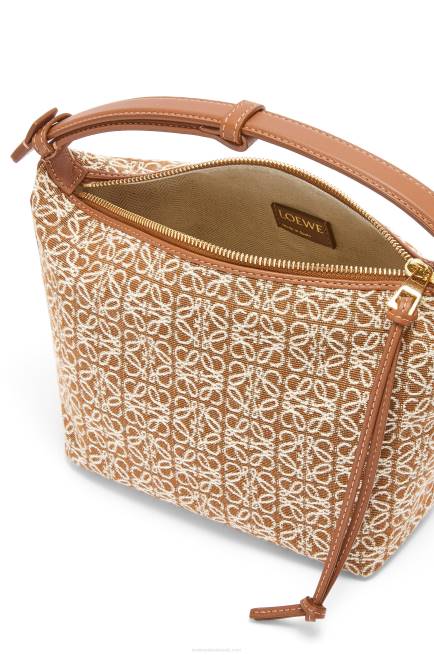 Tan/Pecan Small Cubi bag in Anagram jacquard and calfskin Loewe 84PR504 Women