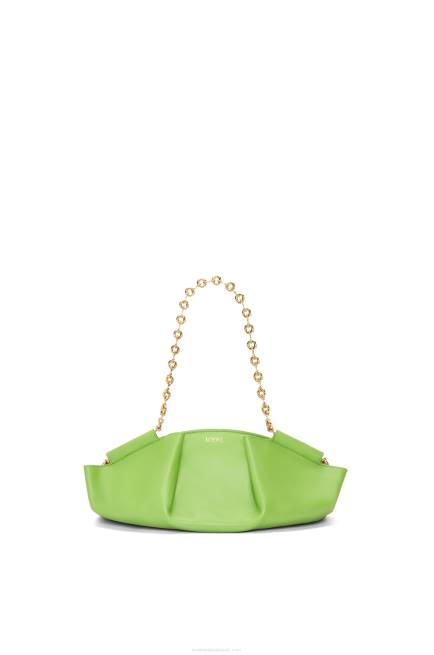 Apple Green Small Paseo bag in shiny nappa calfskin with chain Loewe 84PR422 Women