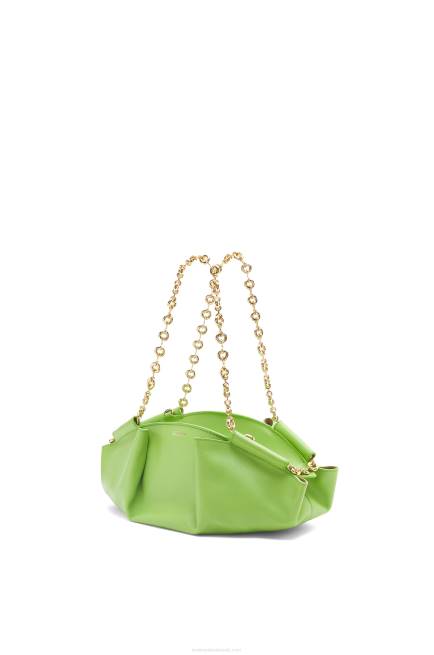 Apple Green Small Paseo bag in shiny nappa calfskin with chain Loewe 84PR422 Women
