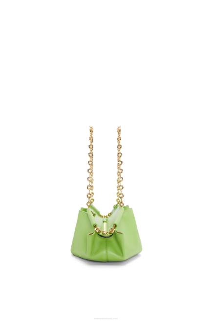 Apple Green Small Paseo bag in shiny nappa calfskin with chain Loewe 84PR422 Women