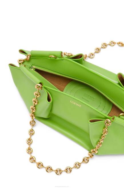 Apple Green Small Paseo bag in shiny nappa calfskin with chain Loewe 84PR422 Women