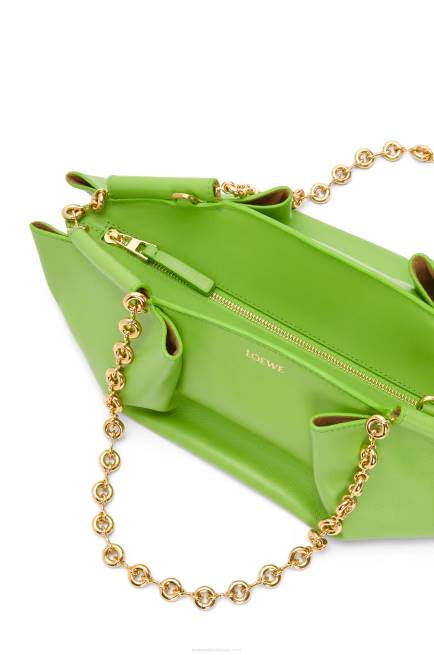 Apple Green Small Paseo bag in shiny nappa calfskin with chain Loewe 84PR422 Women