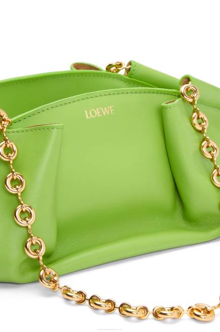 Apple Green Small Paseo bag in shiny nappa calfskin with chain Loewe 84PR422 Women
