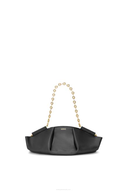 Black Small Paseo bag in shiny nappa calfskin with chain Loewe 84PR402 Women