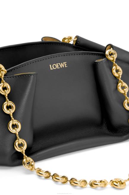 Black Small Paseo bag in shiny nappa calfskin with chain Loewe 84PR402 Women