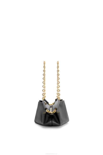 Black Small Paseo bag in shiny nappa calfskin with chain Loewe 84PR402 Women