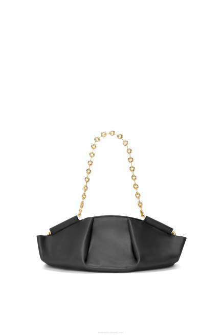 Black Small Paseo bag in shiny nappa calfskin with chain Loewe 84PR402 Women