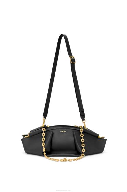 Black Small Paseo bag in shiny nappa calfskin with chain Loewe 84PR402 Women