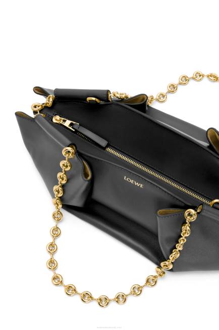 Black Small Paseo bag in shiny nappa calfskin with chain Loewe 84PR402 Women