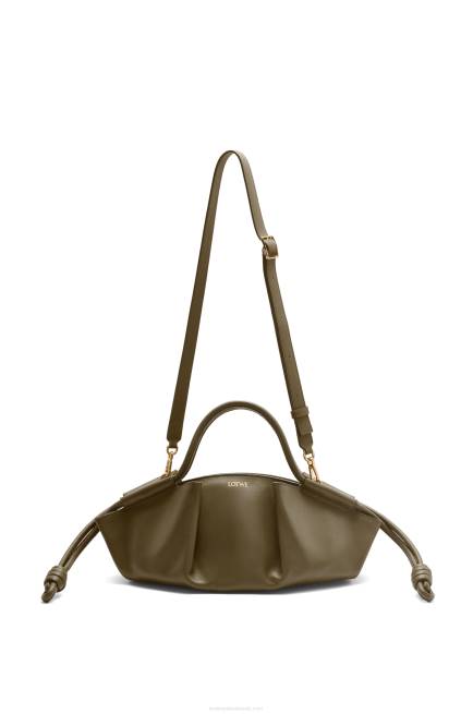 Dark Khaki Green Small Paseo bag in shiny nappa calfskin Loewe 84PR353 Women