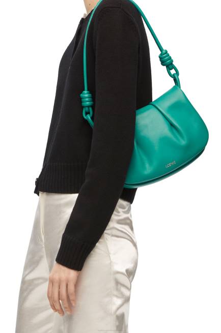 Emerald Green Paseo satchel in shiny nappa calfskin Loewe 84PR338 Women
