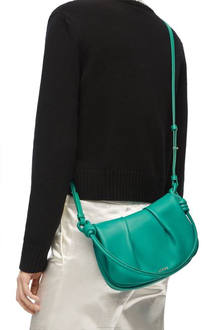 Emerald Green Paseo satchel in shiny nappa calfskin Loewe 84PR338 Women