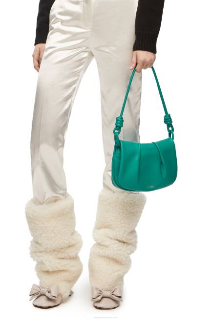 Emerald Green Paseo satchel in shiny nappa calfskin Loewe 84PR338 Women
