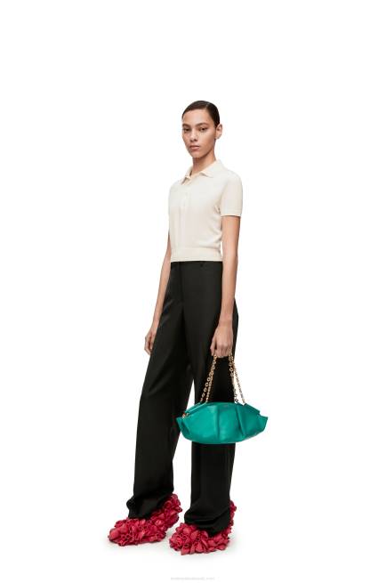 Emerald Green Small Paseo bag in shiny nappa calfskin with chain Loewe 84PR403 Women