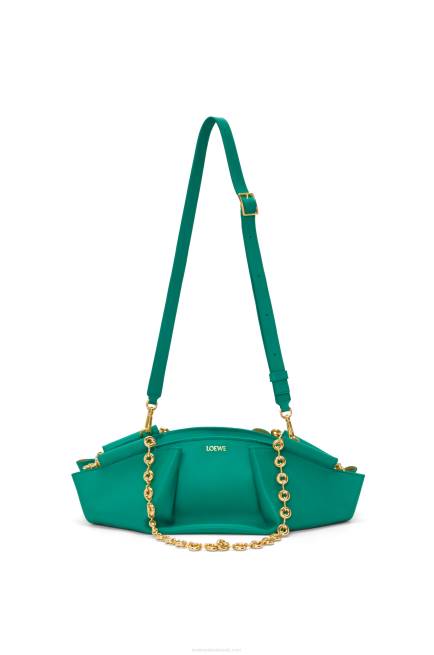 Emerald Green Small Paseo bag in shiny nappa calfskin with chain Loewe 84PR403 Women