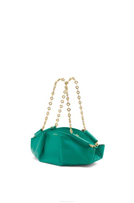 Emerald Green Small Paseo bag in shiny nappa calfskin with chain Loewe 84PR403 Women