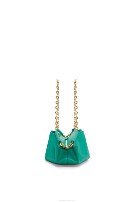 Emerald Green Small Paseo bag in shiny nappa calfskin with chain Loewe 84PR403 Women
