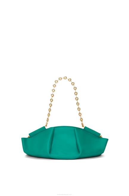 Emerald Green Small Paseo bag in shiny nappa calfskin with chain Loewe 84PR403 Women