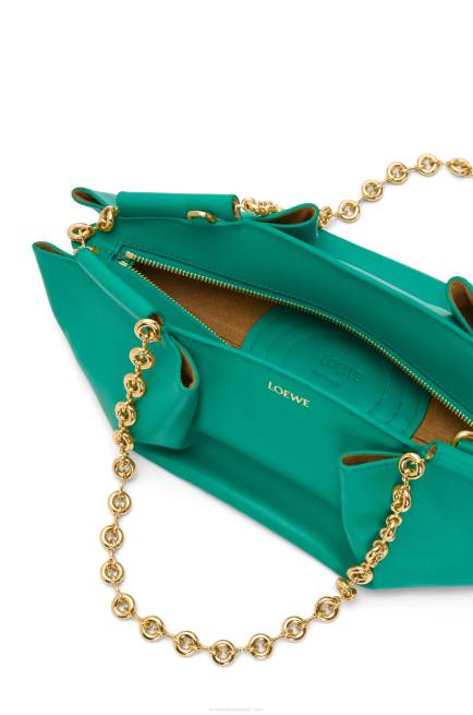 Emerald Green Small Paseo bag in shiny nappa calfskin with chain Loewe 84PR403 Women