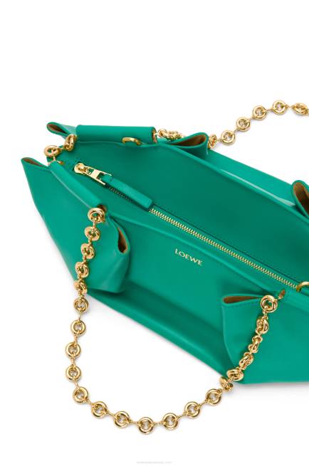 Emerald Green Small Paseo bag in shiny nappa calfskin with chain Loewe 84PR403 Women