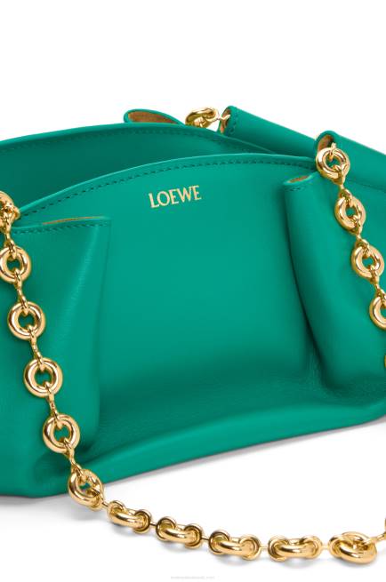 Emerald Green Small Paseo bag in shiny nappa calfskin with chain Loewe 84PR403 Women