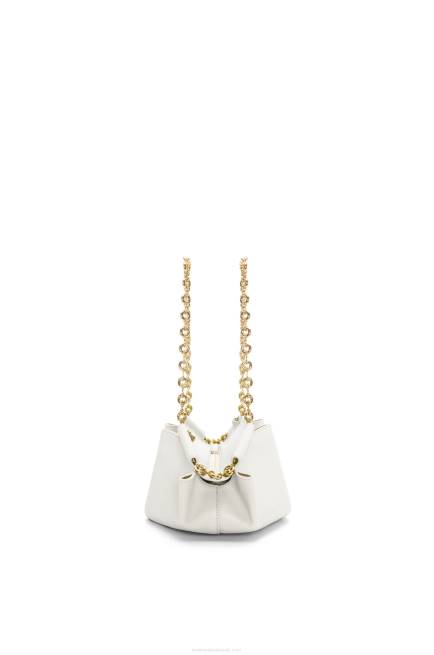 Soft White Small Paseo bag in shiny nappa calfskin with chain Loewe 84PR404 Women