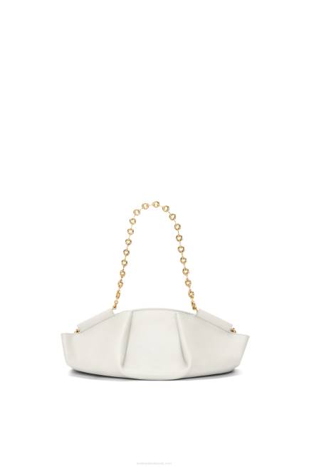 Soft White Small Paseo bag in shiny nappa calfskin with chain Loewe 84PR404 Women