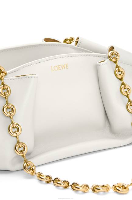 Soft White Small Paseo bag in shiny nappa calfskin with chain Loewe 84PR404 Women