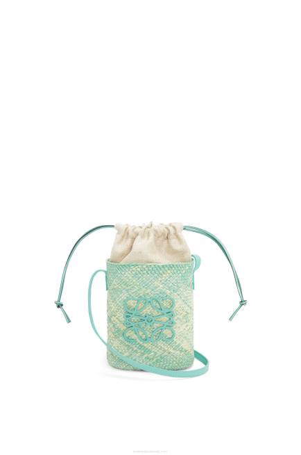 Fresh Mint Square pocket in iraca palm and calfskin Loewe 84PR317 Women
