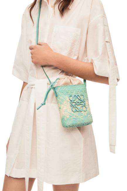 Fresh Mint Square pocket in iraca palm and calfskin Loewe 84PR317 Women