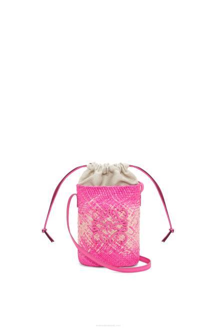 Fuchsia Square pocket in iraca palm and calfskin Loewe 84PR223 Women