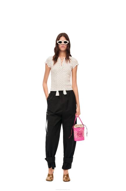 Fuchsia Square pocket in iraca palm and calfskin Loewe 84PR223 Women