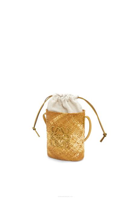 Ochre Square pocket in iraca palm and calfskin Loewe 84PR316 Women