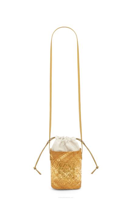 Ochre Square pocket in iraca palm and calfskin Loewe 84PR316 Women