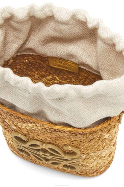 Ochre Square pocket in iraca palm and calfskin Loewe 84PR316 Women