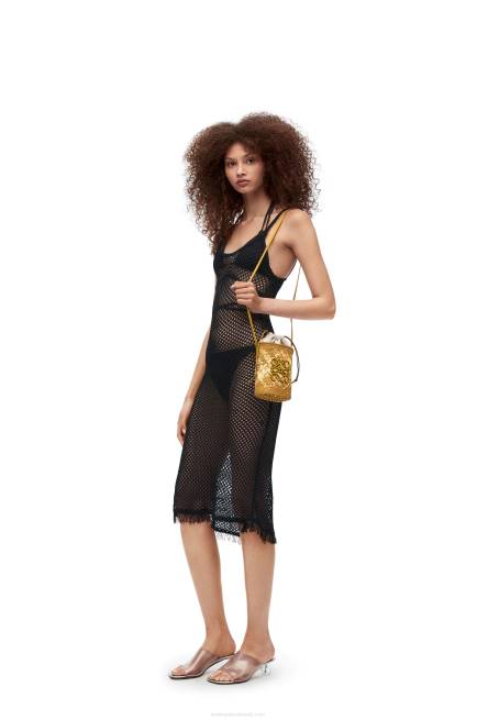 Ochre Square pocket in iraca palm and calfskin Loewe 84PR316 Women