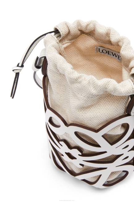 White/Ecru Anagram cut-out pocket in classic calfskin and canvas Loewe 84PR558 Women