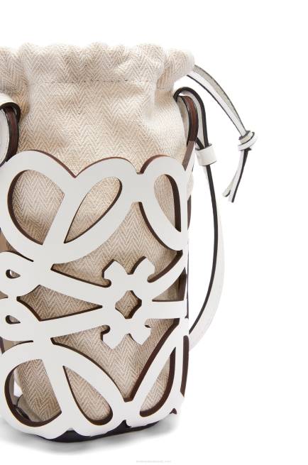 White/Ecru Anagram cut-out pocket in classic calfskin and canvas Loewe 84PR558 Women